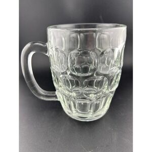 Winston Clear Glass Mug Tankard Textured Paneled Handle